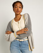 Heather Grey $|& SEAS Solstice Sun Colorblocked Cardigan - VOF Front