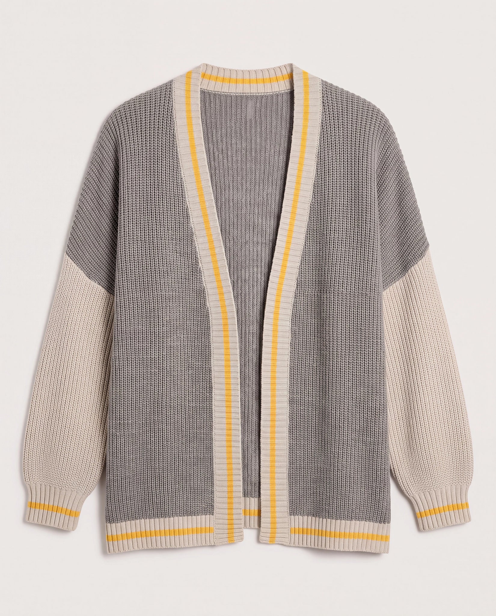 Heather Grey $|& SEAS Solstice Sun Colorblocked Cardigan - Hanger Detail