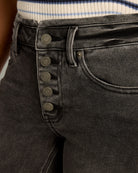 Dark Shore $|& SEAS Lucy Button Front Slim Straight Jean - SOF Full Front
