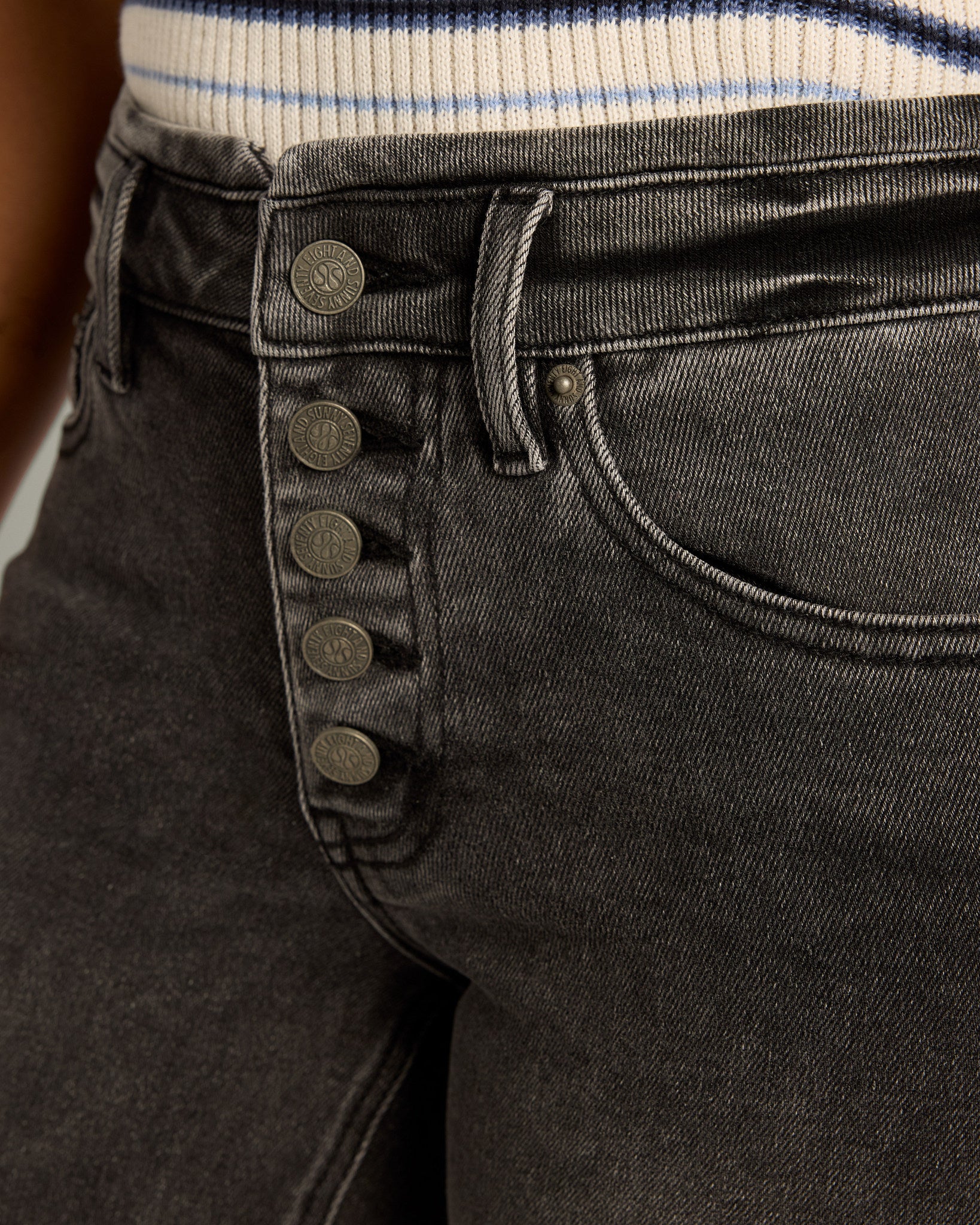 Dark Shore $|& SEAS Lucy Button Front Slim Straight Jean - SOF Full Front