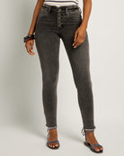 Dark Shore $|& SEAS Lucy Button Front Slim Straight Jean - SOF Front