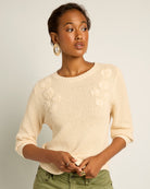 Cream $|& SEAS Penelope 3/4 Sleeve Sweater - SOF Front