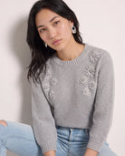 Heather Grey $|& SEAS Penelope 3/4 Sleeve Sweater - VOF Front