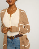 Fawn/Cream $|& SEAS Shore Pocket Cardigan - SOF Full Front