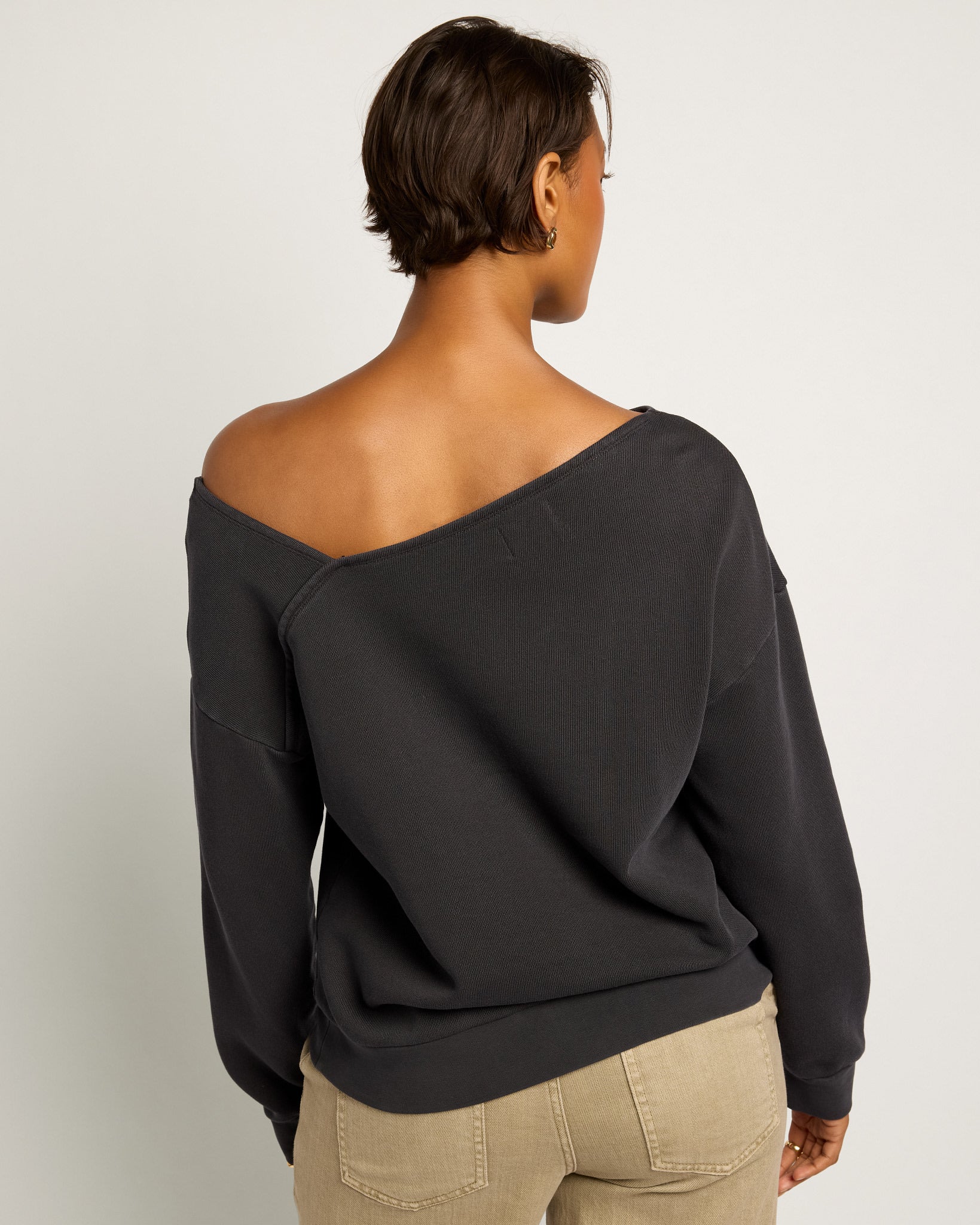 Washed Black $|& SEAS Lily Asymmetrical Pullover - SOF Back
