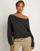 Washed Black $|& SEAS Lily Asymmetrical Pullover - SOF Front