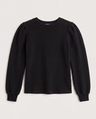 Washed Black $|& Herizon Saturday Shirred Sleeve Thermal Top - Hanger Detail