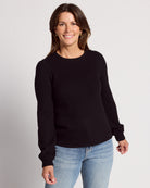 Washed Black $|& Herizon Saturday Shirred Sleeve Thermal Top - SOF Front