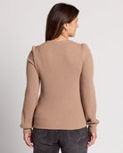 Washed Fawn $|& Herizon Saturday Shirred Sleeve Thermal Top - SOF Back