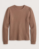 Washed Fawn $|& Herizon Saturday Shirred Sleeve Thermal Top - Hanger Detail