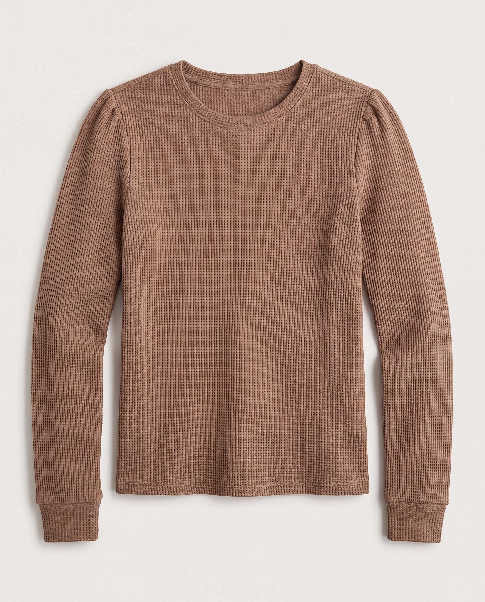 Washed Fawn $|& Herizon Saturday Shirred Sleeve Thermal Top - Hanger Detail