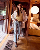 Lakeside $|& SEAS Stacy Mid Rise Embroidered Flare Jean - SOF Side