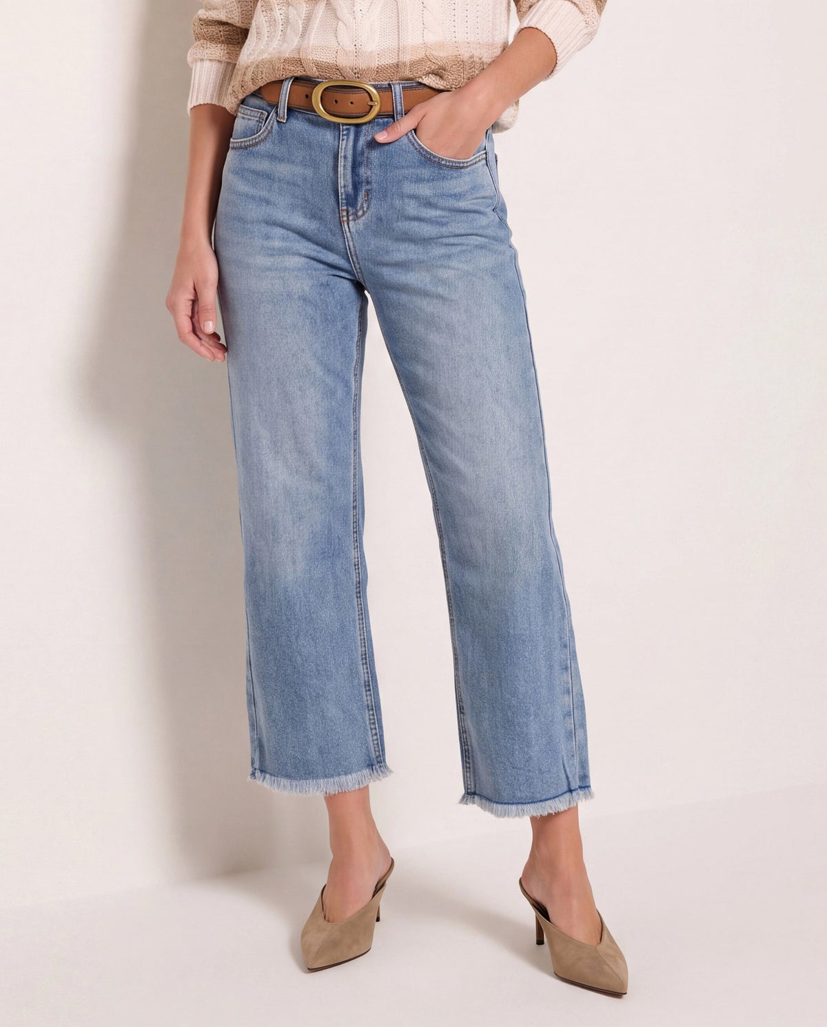 Saltwater $|& Herizon Roam Distressed Cropped Wide Leg Jean - SOF Front