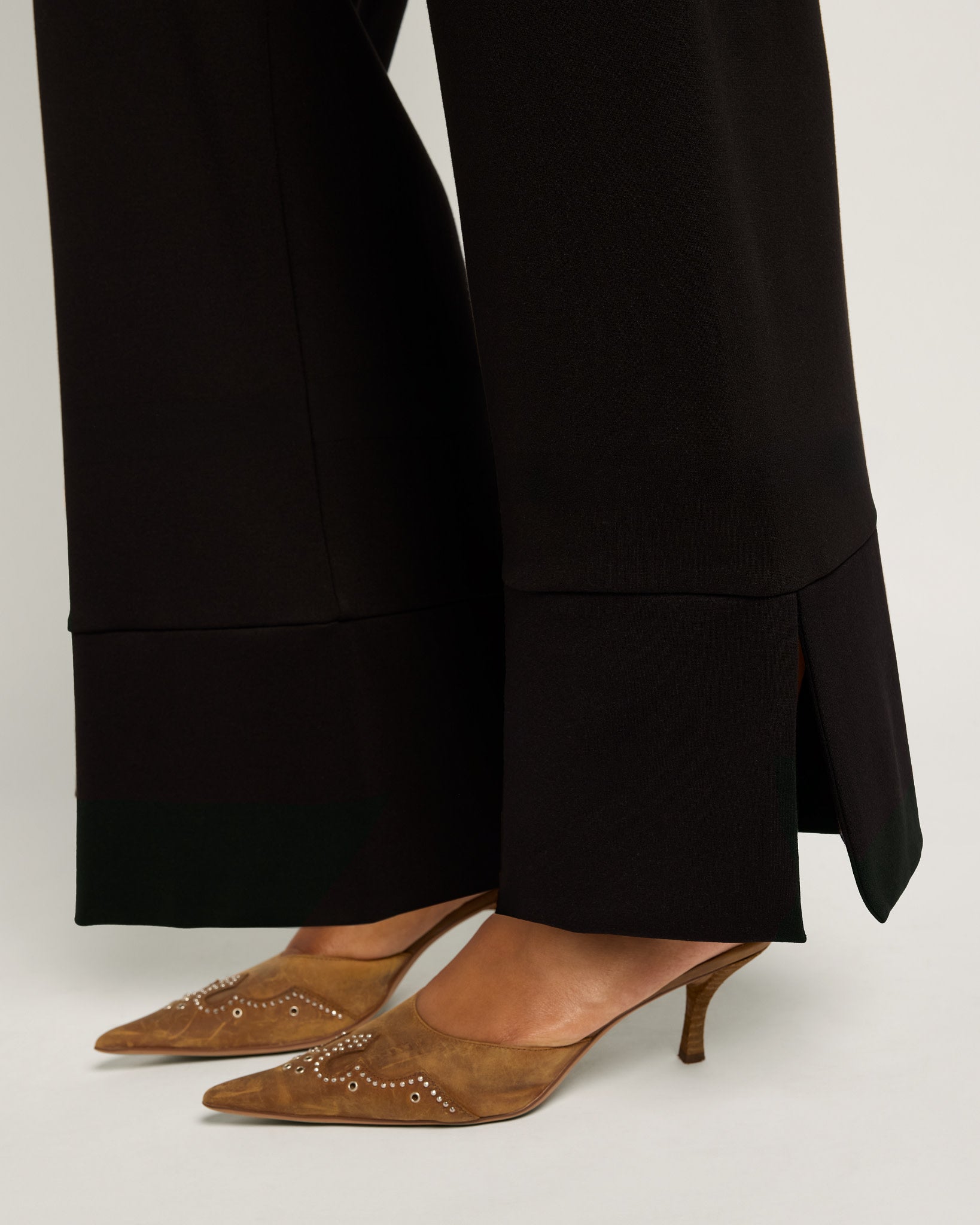 Black $|& SEAS Abigail High Rise Wide Leg Slit Pant - SOF Full Front