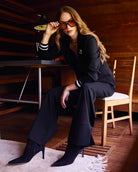 Black $|& SEAS Abigail High Rise Wide Leg Slit Pant - SOF Side