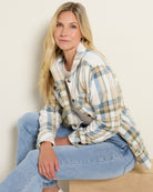 Ivory Plaid $|& SEAS Geena Microfleece Shacket - SOF Full Front