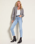 Heather Grey $|& SEAS Cathy Ribbed Cuff Blazer - UGC On Fig