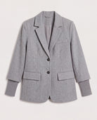 Heather Grey $|& SEAS Cathy Ribbed Cuff Blazer - Hanger Detail