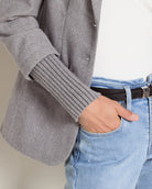 Heather Grey $|& SEAS Cathy Ribbed Cuff Blazer - SOF Full Front