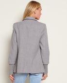 Heather Grey $|& SEAS Cathy Ribbed Cuff Blazer - SOF Back