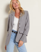 Heather Grey $|& SEAS Cathy Ribbed Cuff Blazer - SOF Front
