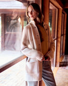 Cream Plaid $|& SEAS Riverbank Elongated Coatigan - SOF Side