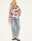 Cream/Cedar $|& Herizon Printed Microfleece Jacket - UGC On Fig