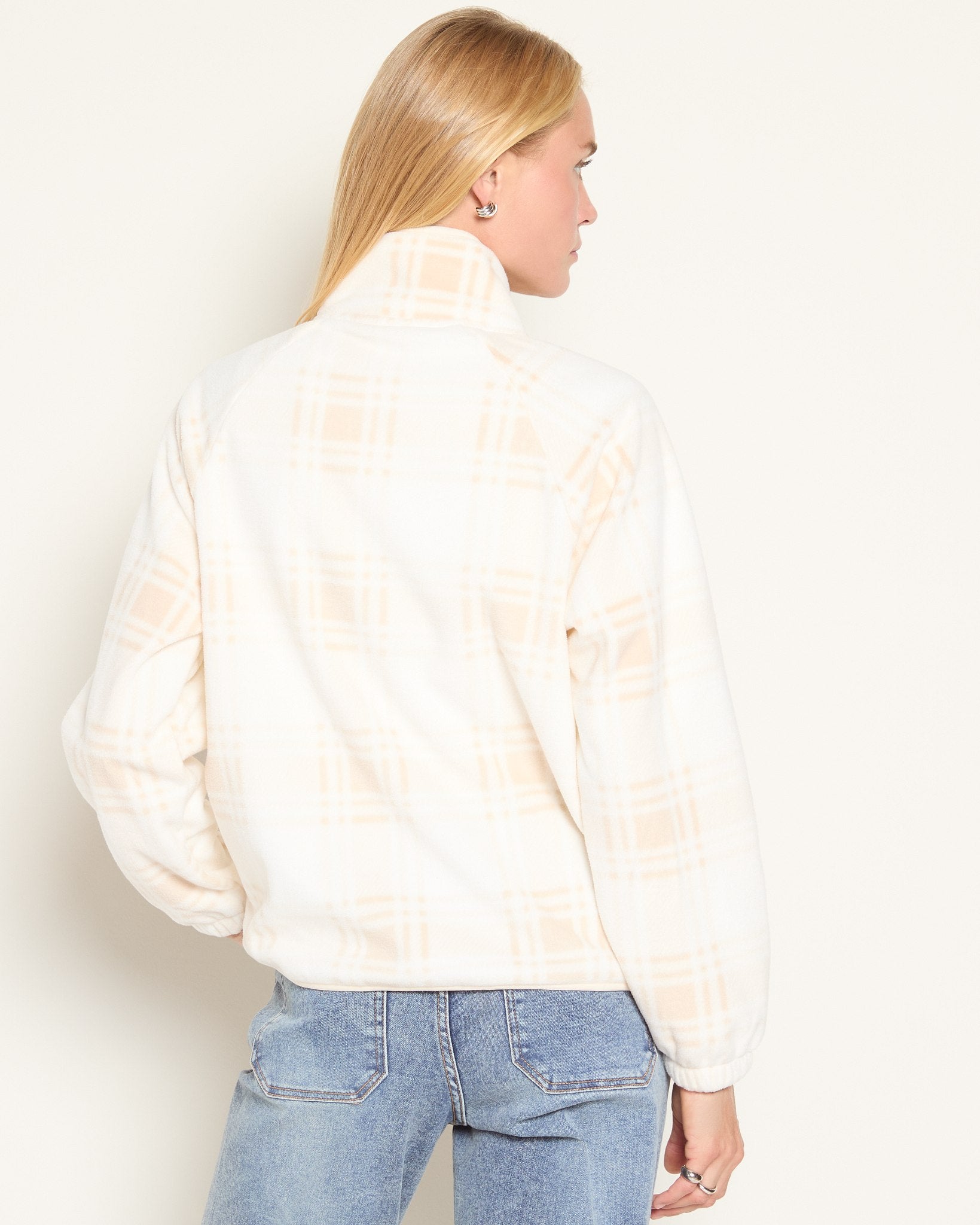 Cream Plaid $|& Herizon Printed Microfleece Jacket - SOF Back