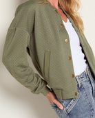 Olive Branch $|& Herizon Hazel Knit Bomber Jacket - VOF Front
