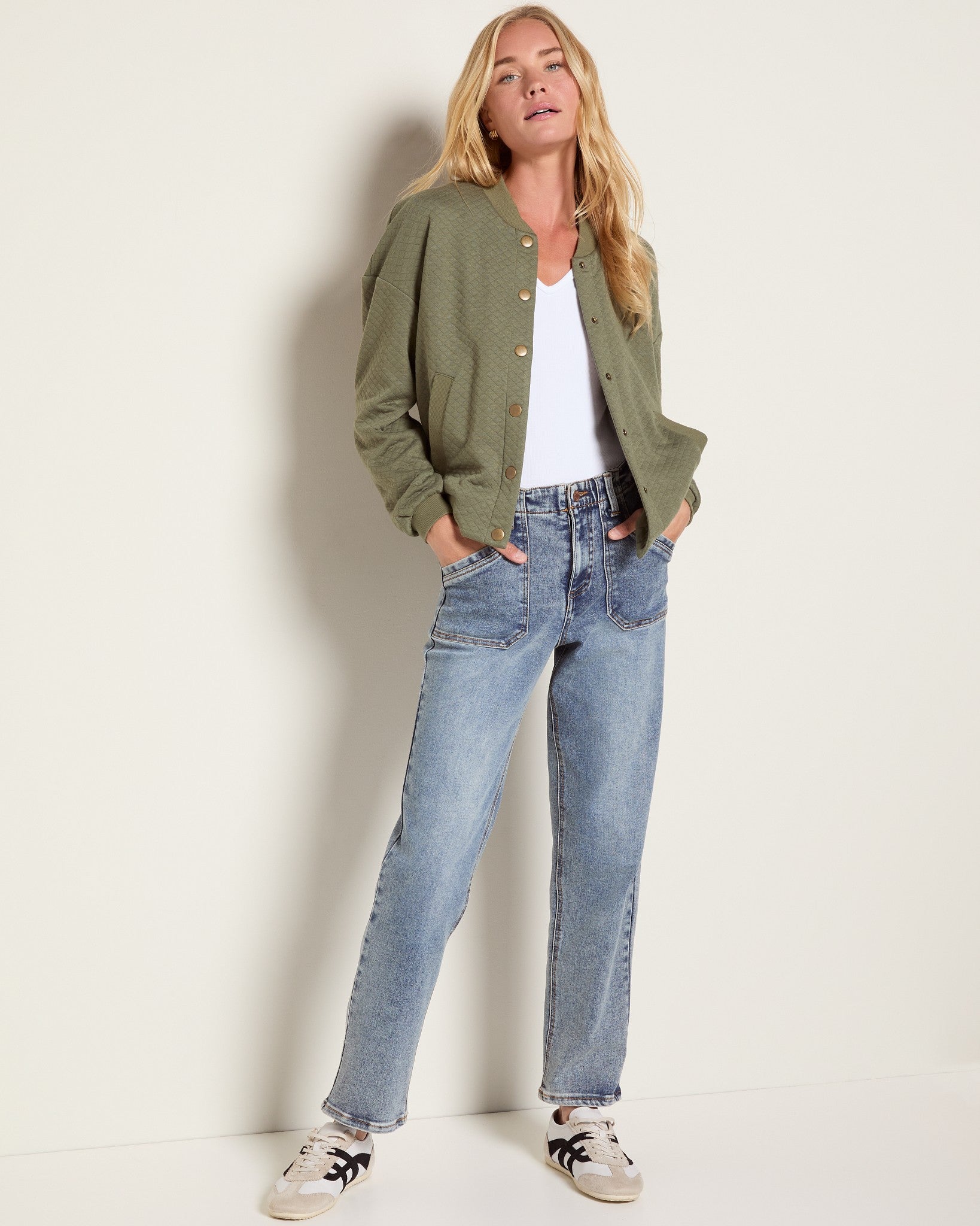 Olive Branch $|& Herizon Hazel Knit Bomber Jacket - UGC On Fig