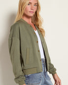 Olive Branch $|& Herizon Hazel Knit Bomber Jacket - SOF Full Front
