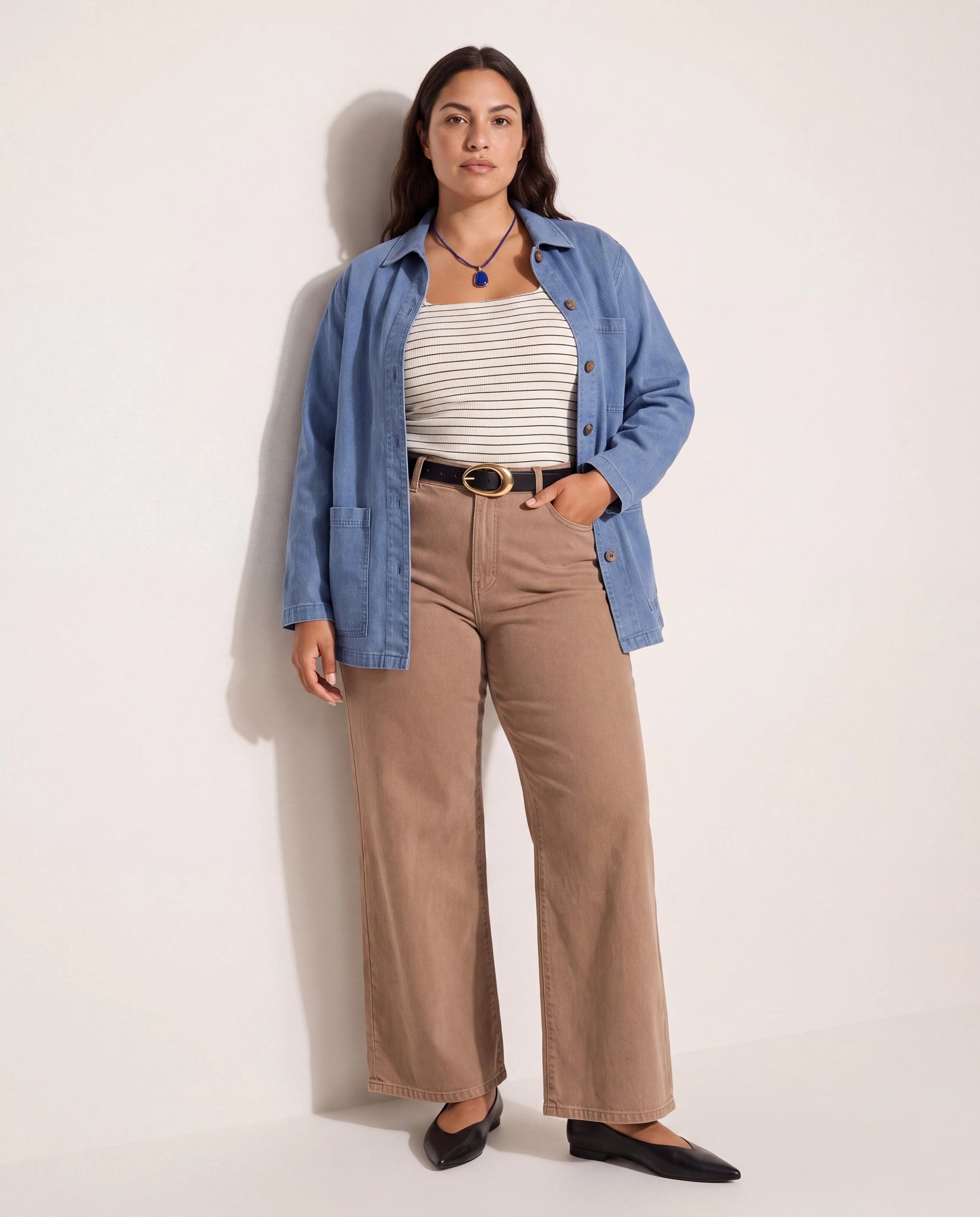 Denim Blue $|& SEAS Charlotte Utility Jacket - SOF Front