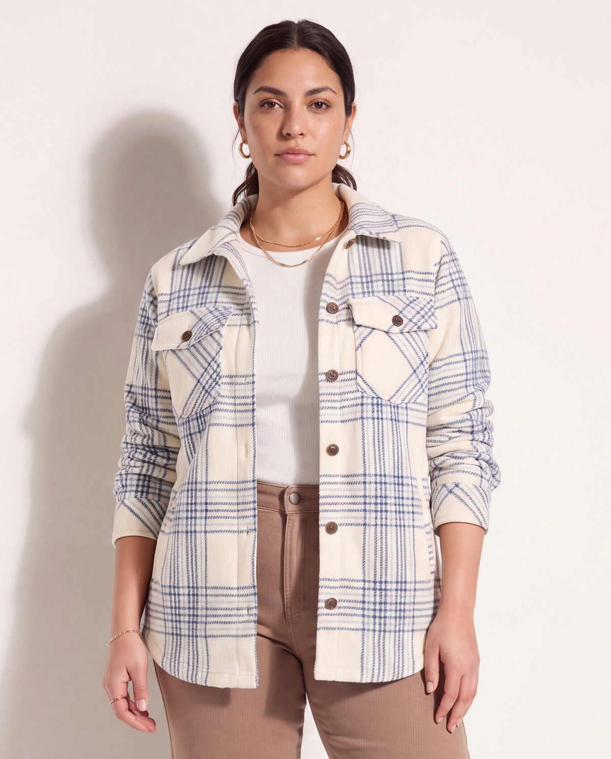 Canyon Plaid $|& SEAS Geena Microfleece Shacket - SOF Front