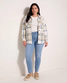 Ivory Plaid $|& SEAS Geena Microfleece Shacket - UGC On Fig