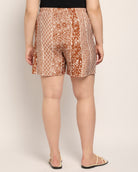 Mocha/Off White $|& Loveappella Printed Woven Shorts - SOF Back