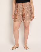 Mocha/Off White $|& Loveappella Printed Woven Shorts - SOF Front