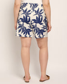 Ivory/Denim $|& Loveappella Printed Woven Shorts - SOF Back