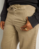 Pebble $|& SEAS Ellie Mid Rise Drawstring Straight Leg Pant - SOF Full Front