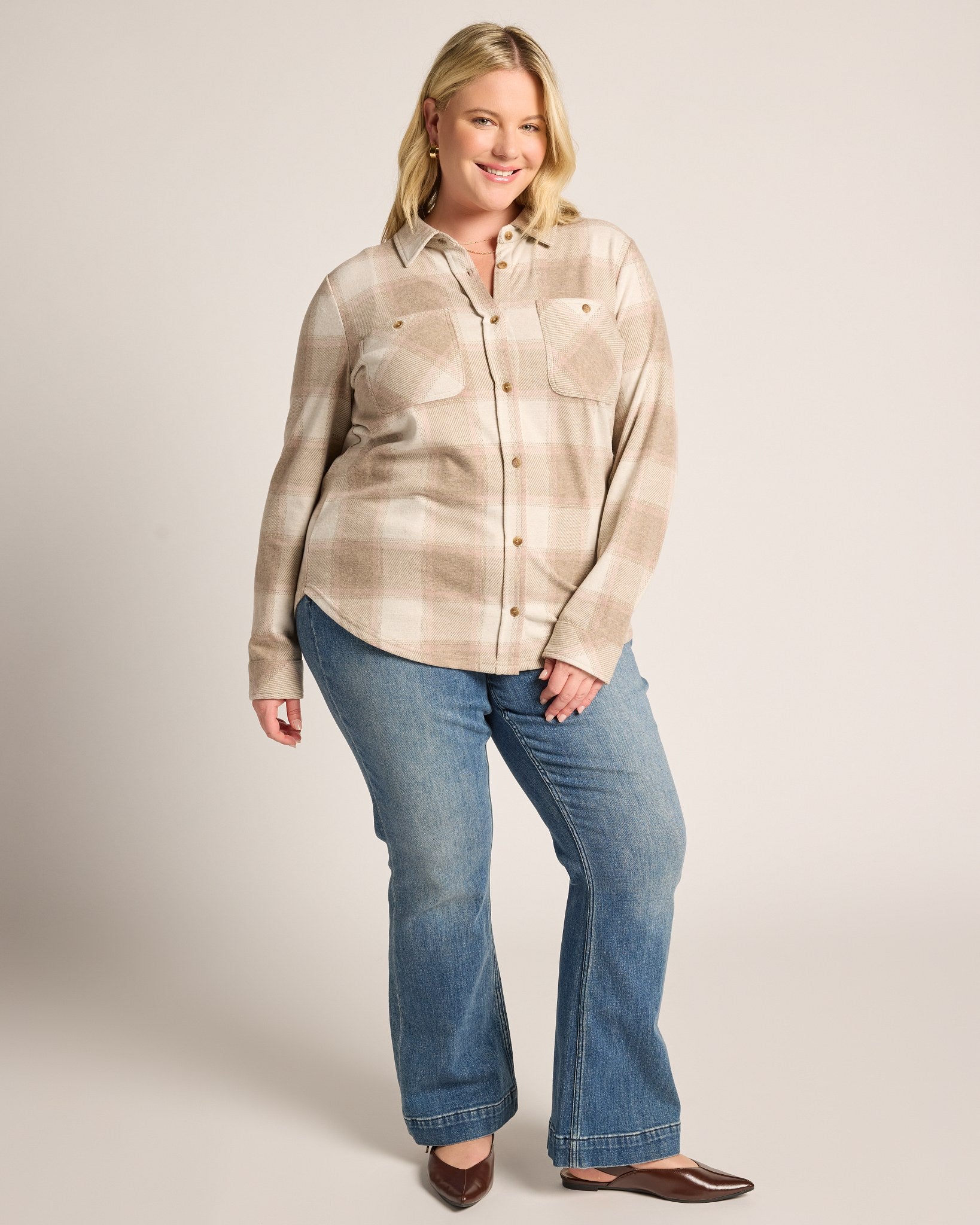 Sand Taupe Plaid $|& Thread & Supply Lewis Plaid Shirt - UGC On Fig