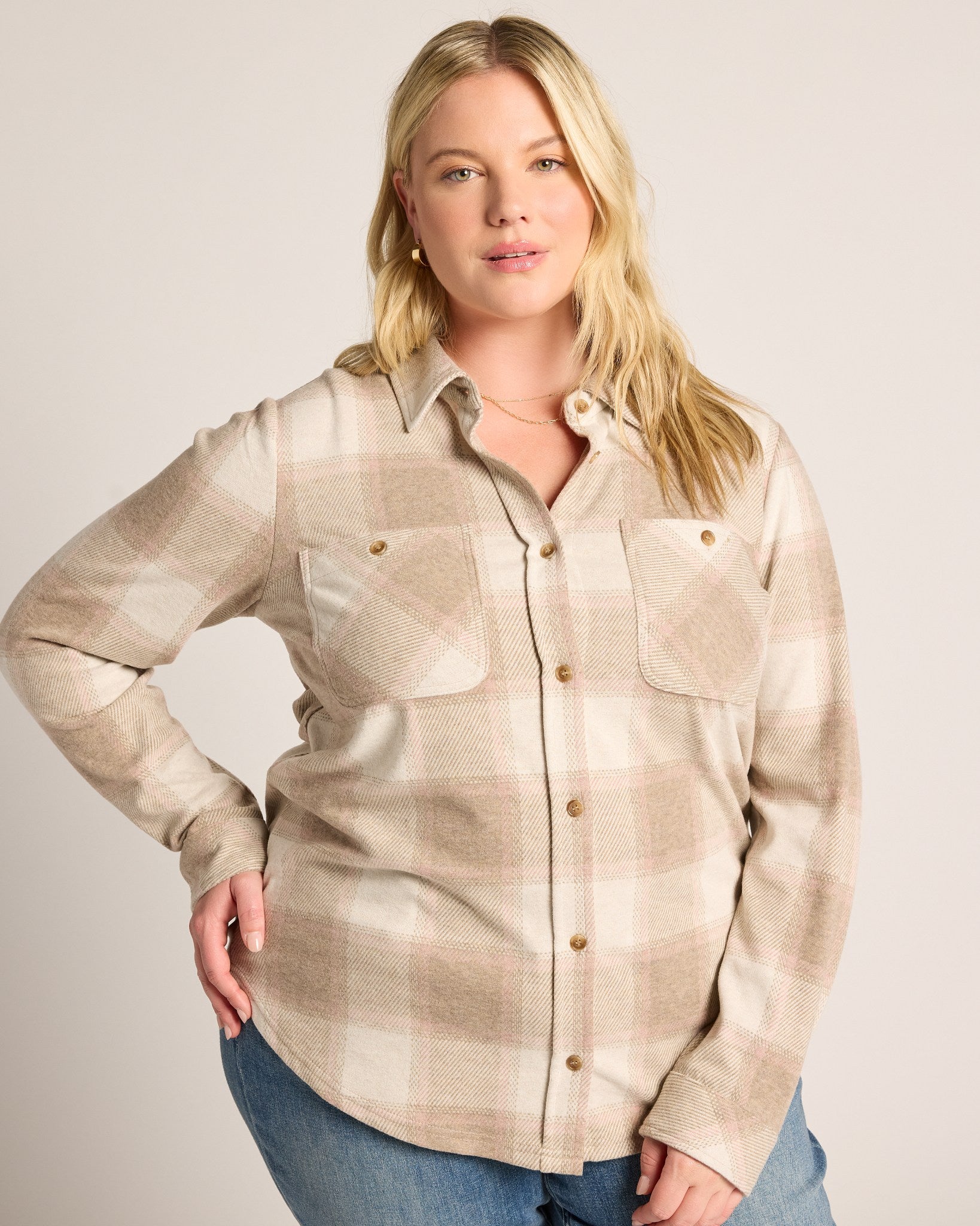 Sand Taupe Plaid $|& Thread & Supply Lewis Plaid Shirt - SOF Front