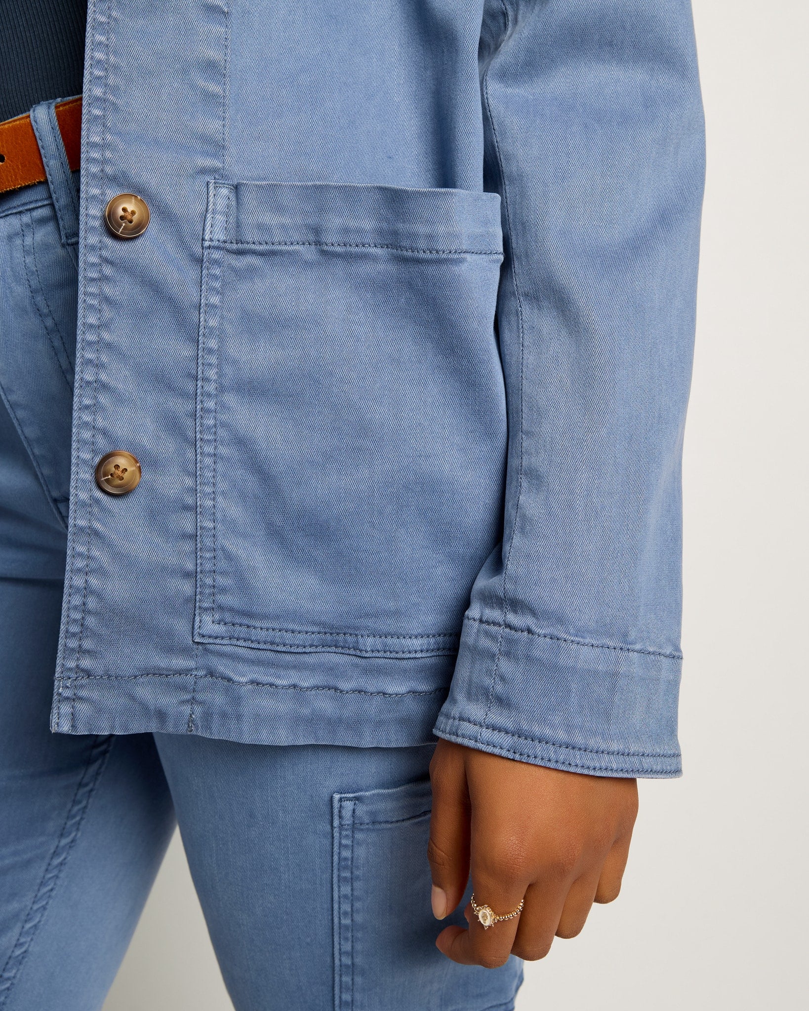 Denim Blue $|& SEAS Charlotte Utility Jacket - VOF Front
