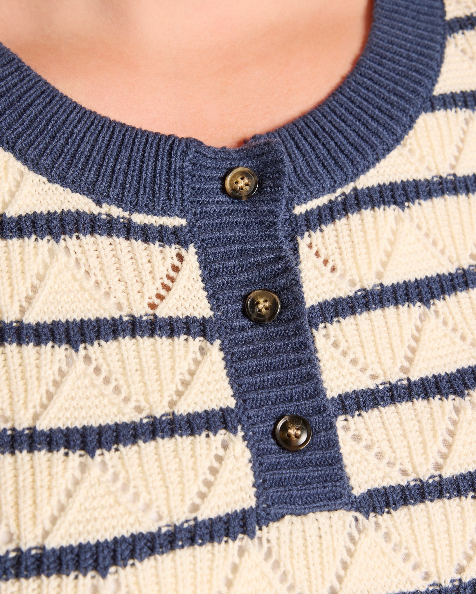 Off White Navy Stripe $|& Thread & Supply Gemma Sweater - SOF Full Front