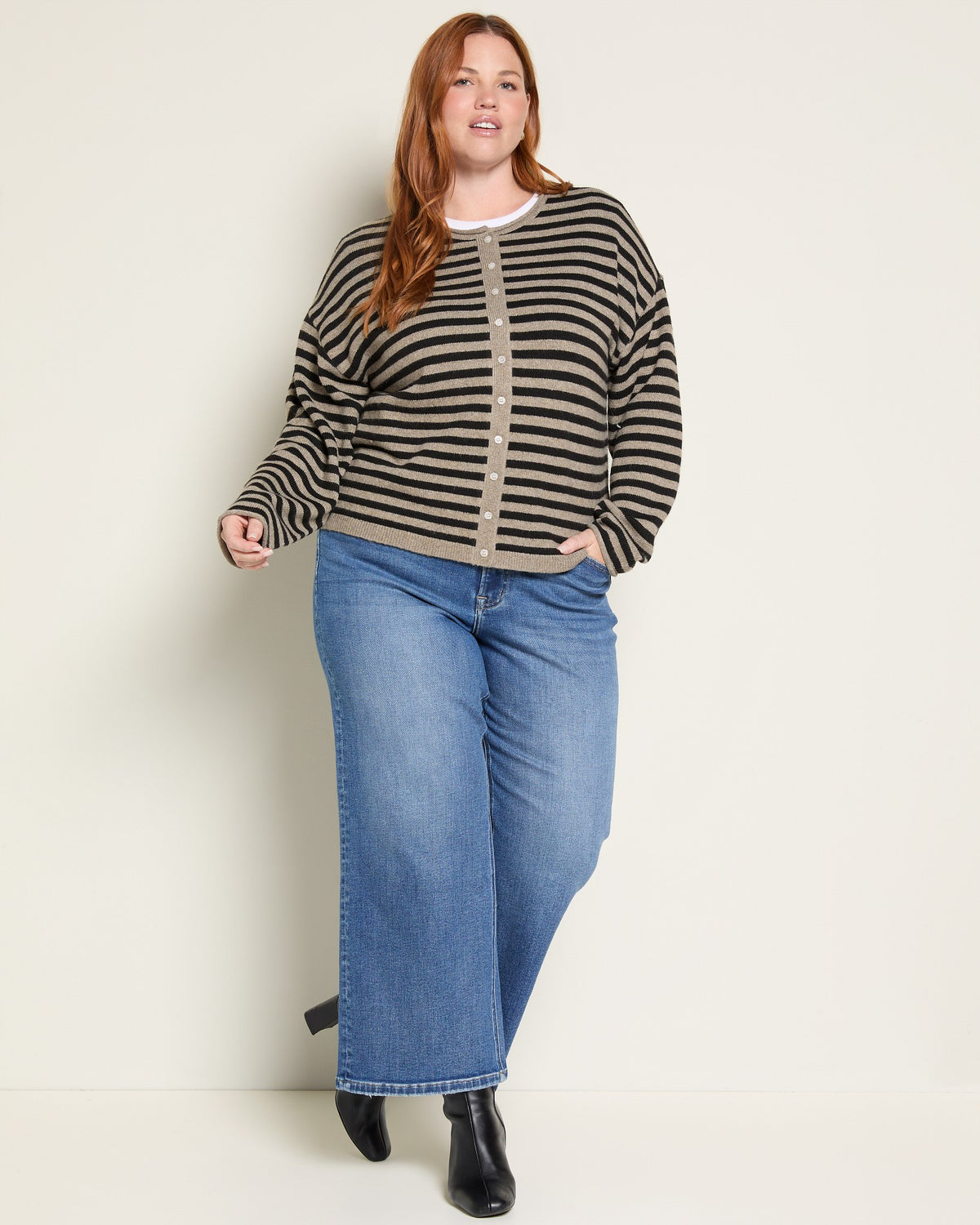 Pewter Black Stripe $|& Thread & Supply Dover Cardigan - UGC On Fig
