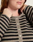 Pewter Black Stripe $|& Thread & Supply Dover Cardigan - SOF Full Front