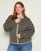 Pewter Black Stripe $|& Thread & Supply Dover Cardigan - SOF Front