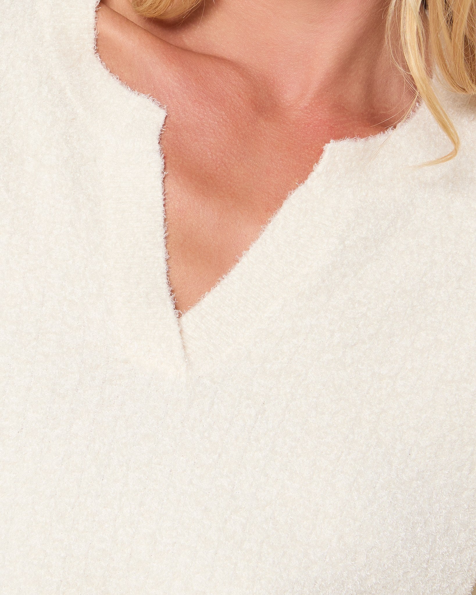 Cream $|& SEAS Starlight Knit Henley - SOF Full Front