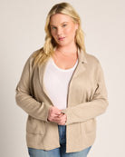Oatmeal $|& Thread & Supply Naomi Ultra Soft Sweater Jacket - SOF Front