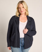 Navy $|& Thread & Supply Naomi Ultra Soft Sweater Jacket - SOF Full Front