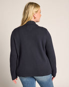 Navy $|& Thread & Supply Naomi Ultra Soft Sweater Jacket - SOF Back