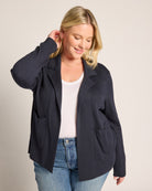 Navy $|& Thread & Supply Naomi Ultra Soft Sweater Jacket - SOF Front